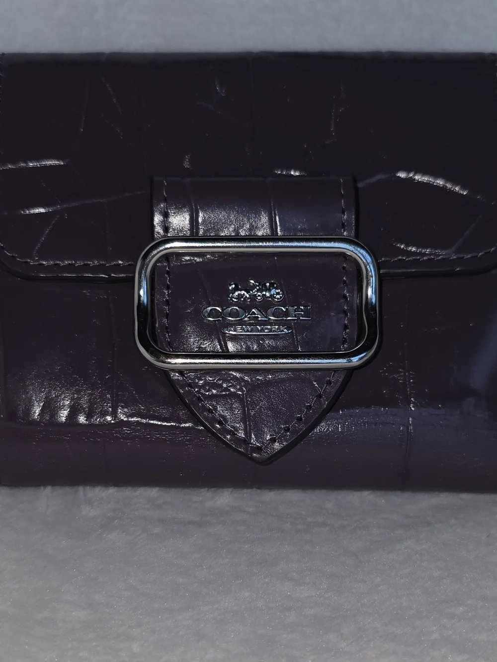 Coach Women’s Purple Croc-Embossed Leather Wallet